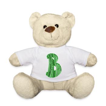 Buchstabe B mit Charakter in grün - Teddy - Weiß - Vorne