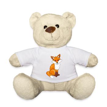 Assis mignon renard timide - Nounours - blanc - Devant