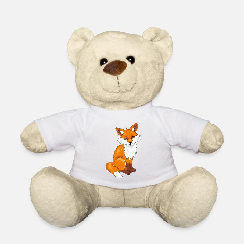 Sitting cute shy fox - Teddy Bear - white