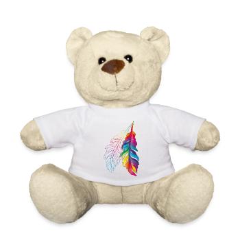Rainbow feathers – colourful boho design - Teddy Bear - white - Front