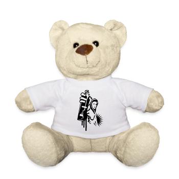 Graffiti Sprayer im urbanen Streetart-Stil - Teddy - Weiß - Vorne