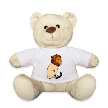 Cat wearing a mask of a lion - Teddy Bear - white - Front