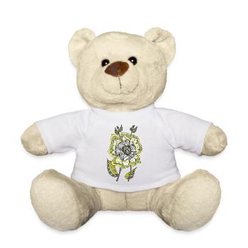 Rose abstraite dans les tons jaunes et gris - Nounours - blanc - Devant