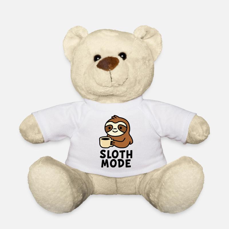 Cozy Sloth with Coffee Design - Teddy Bear - white