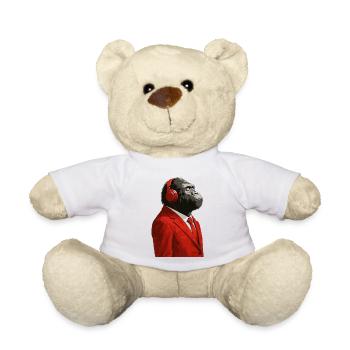 Gorilla im Anzug mit Kopfhörern - Teddy - Weiß - Vorne