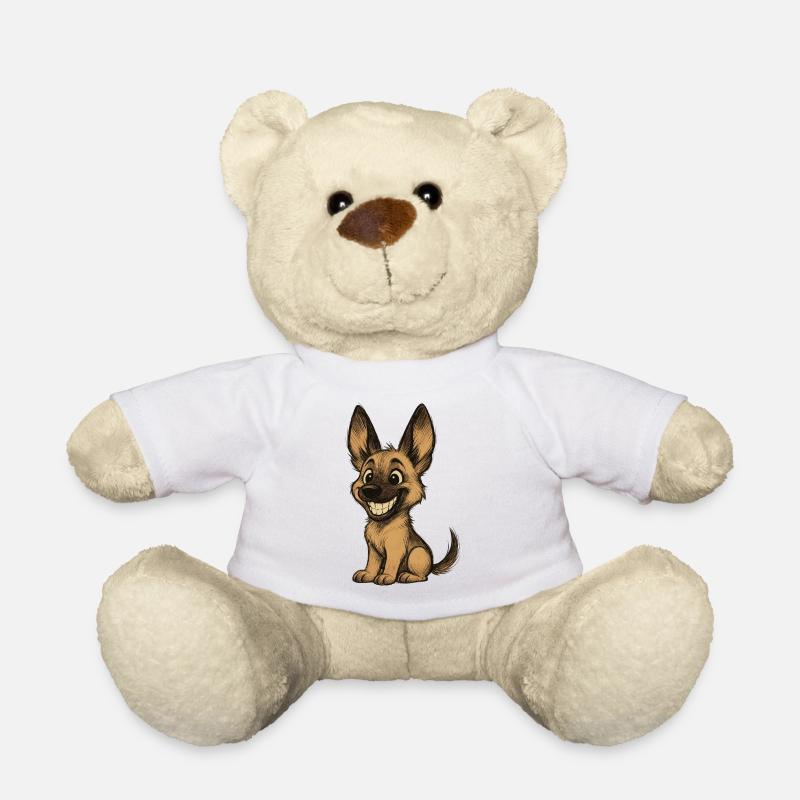 drôle Malinois chiot dessin animé mignon chien de berger - Nounours - blanc