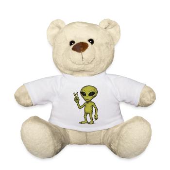 Friedliche Alien Friedenszeichen Illustration - Teddy - Weiß - Vorne