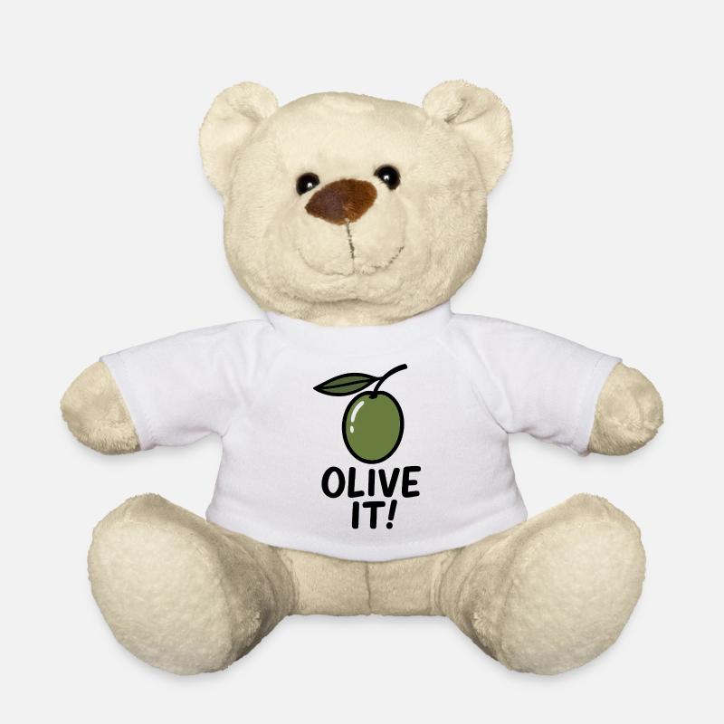 Olivenillustration mit Slogan - Teddy - Weiß