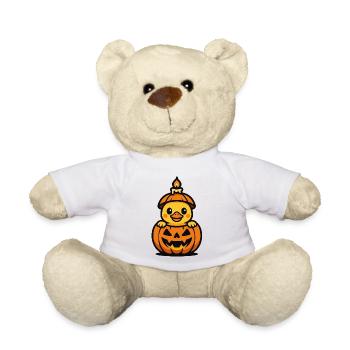 Süßes Entenküken im Kürbis – Halloween Kawaii - Teddy - Weiß - Vorne