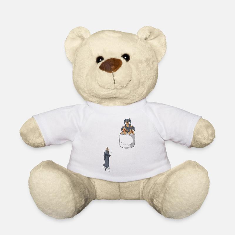 T-Shirt mit Dackeltasche - Teddy - Weiß