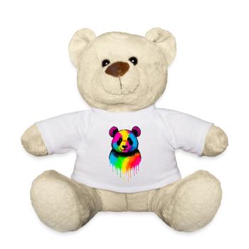 Regenbogen Panda Tropfende Kunst - Teddy - Weiß - Vorne