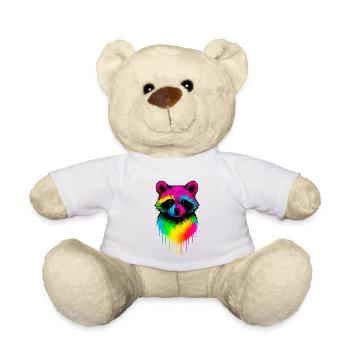 Regenbogen Raccoon Graffiti Druck - Teddy - Weiß - Vorne