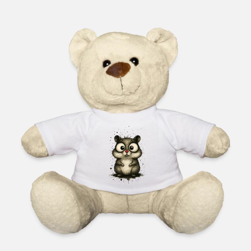 Funny hamster with big eyes – comic splash - Teddy Bear - white