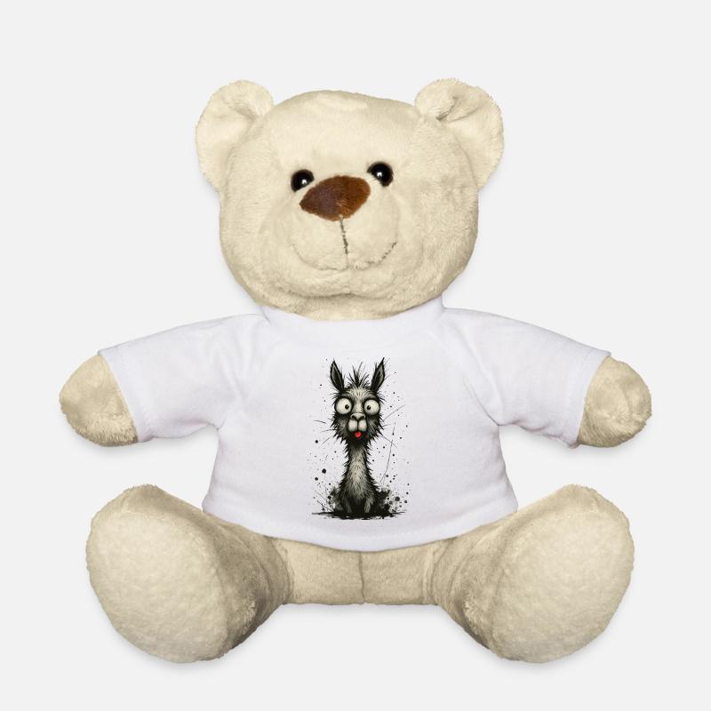 Lustiges Lama mit Zunge – Comic Splash - Teddy - Weiß