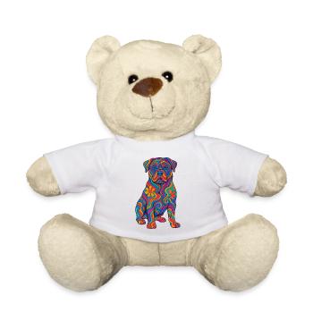 Psychedelischer und bunter Regenbogenhund - Teddy - Weiß - Vorne