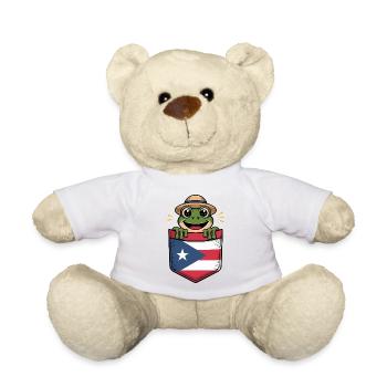 Puerto Rico Coqui Mit Strohhut In Flagge - Teddy - Weiß - Vorne