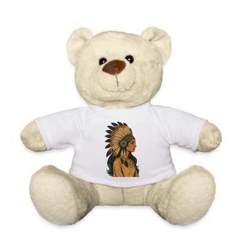Indigenes Porträt mit Federkrone - Teddy - Weiß - Vorne