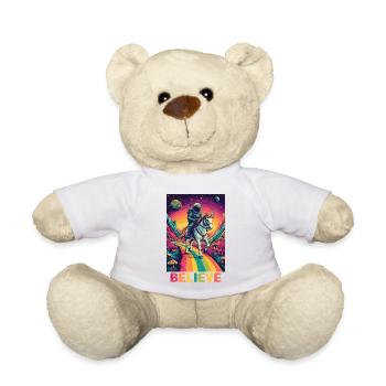 Astronaute sur licorne arc-en-ciel - Nounours - blanc - Devant