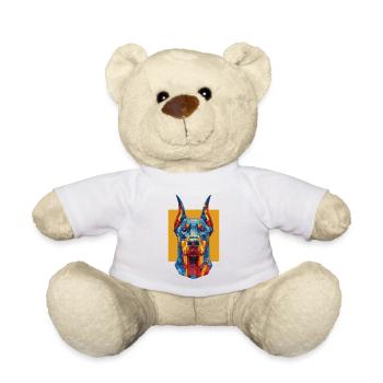 Color Block Doberman – Modern Dobie Design - Teddy Bear - white - Front
