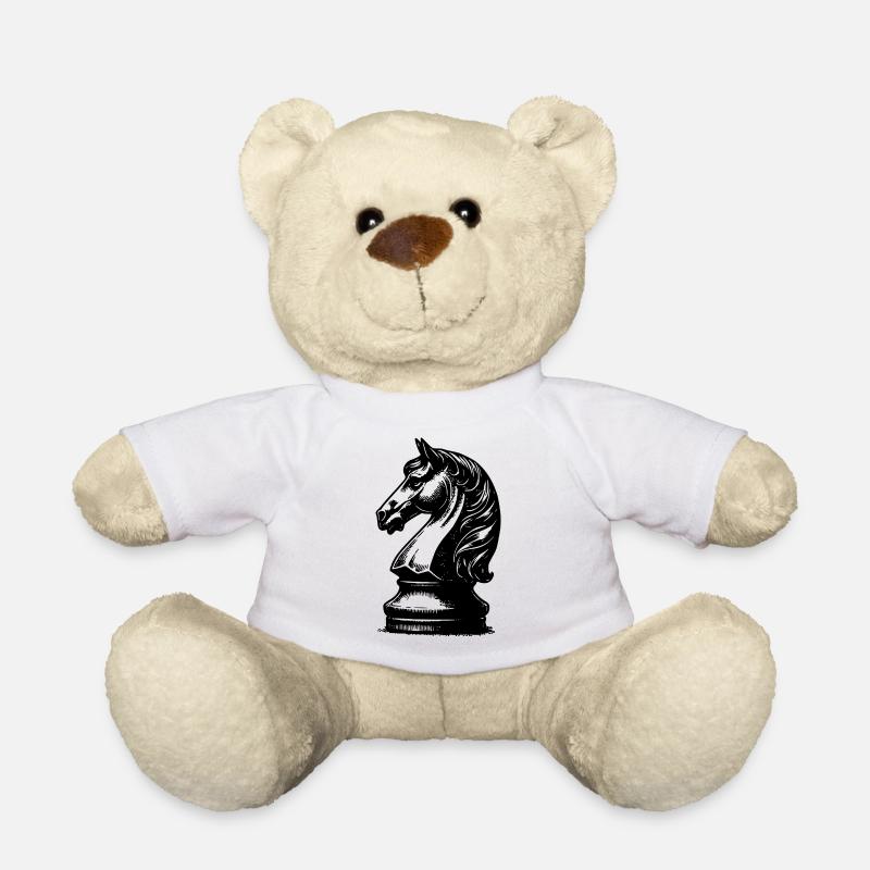 Chessboard with chess pieces king and pawns - Teddy Bear - white