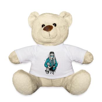 Urban Skater Girl Streetart Illustration - Teddy - Weiß - Vorne