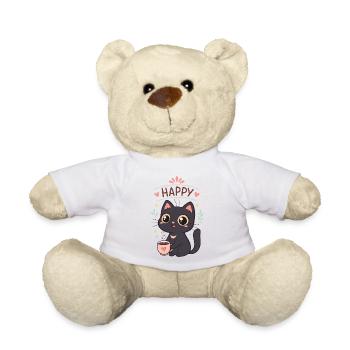 Black Cat Happy Coffee - Teddy Bear - white - Front