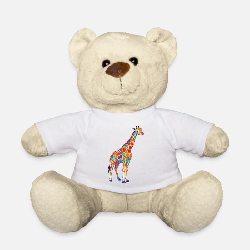 Bunte Giraffen-Regenbogen-Pop-Art-Aquarell - Teddy - Weiß
