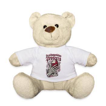 Relationship status Prosecco Funny German Wine Gift - Teddy Bear - white - Front