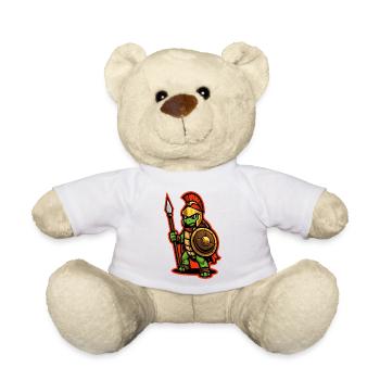 Spartanischer Schildkrötenkrieger mit Schild und Speer - Teddy - Weiß - Vorne