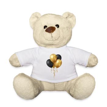 Balloons Black Gold - Party Birthday Elemen - Teddy Bear - white - Front