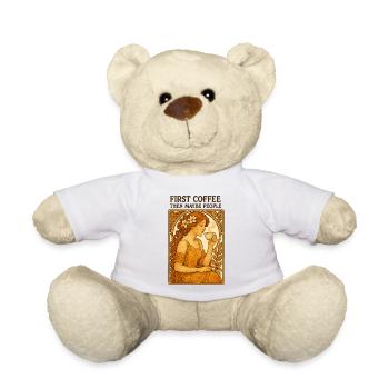 Erst Kaffee Dann Menschen Vintage Pin-Up Geschenk - Teddy - Weiß - Vorne