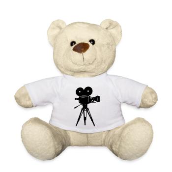 Appareil photo argentique vintage sur trépied - Nounours - blanc - Devant