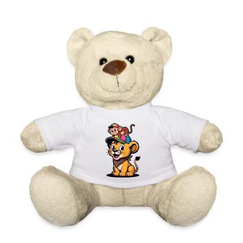 Cute Lion and Monkey – Best Friends - Teddy Bear - white - Front