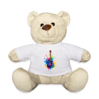 Bunte Gitarre – Musik Graffiti Art  - Teddy - Weiß - Vorne