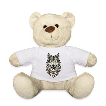 Wolfkopf mit Blumenkranz - Teddy - Weiß - Vorne