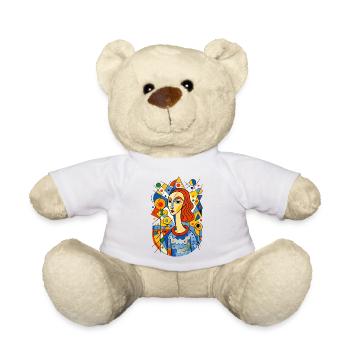 Abstract Women Portrait with Shapes and Colors - Teddy Bear - white - Front