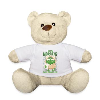 Morning frog in hoodie with coffee mug - Teddy Bear - white - Front
