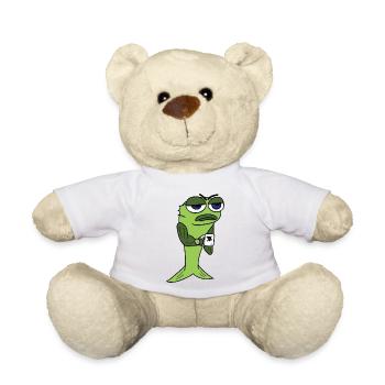 Tired fish with coffee cup - Teddy Bear - white - Front