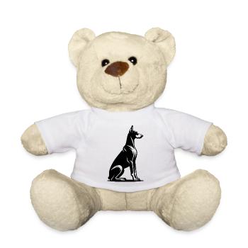Treuer Dobermann Wachhund Silhouette - Teddy - Weiß - Vorne