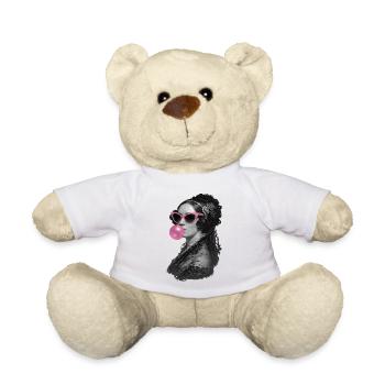 Ada Lovelace with pink sunglasses and bubblegum - Teddy Bear - white - Front