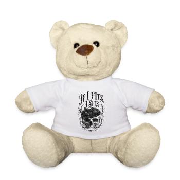 Katze im Totenkopf Oldschool Tattoo Design - Teddy - Weiß - Vorne