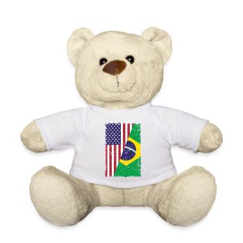 USA Brazil Flag Brazilian American Gift - Teddy Bear - white - Front