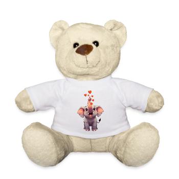 Elefant trompetet Herzen - Teddy - Weiß - Vorne