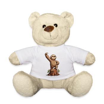 Célébration du paresseux sur une souche d’arbre - Nounours - blanc - Devant