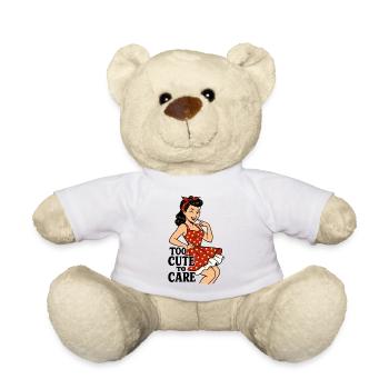 Too Cute to Care – Freches Pin-up Girl Retro - Teddy - Weiß - Vorne