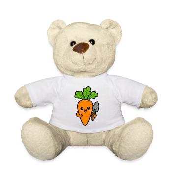 Karotte mit Gartenschaufel Cartoon - Teddy - Weiß - Vorne