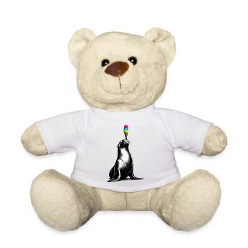 Seelöwe mit Eis im Stencil Style   - Teddy - Weiß - Vorne