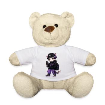 Fokus-Kätzchen im lila Hoodie - Teddy - Weiß - Vorne
