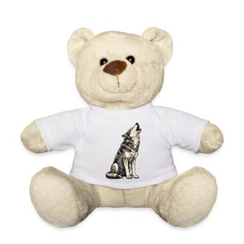 Howling Wolf Illustration - Teddy Bear - white - Front