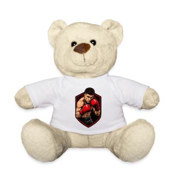 Boxer mit roten Handschuhen Schild - Teddy - Weiß - Vorne